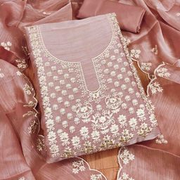 KIMISHA Embroidered Silk Chiffon Unstitched Dress Material-image-79