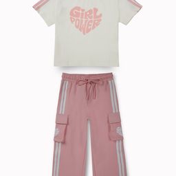 Gini and Jony Girls Printed Round Neck Pure Cotton T-shirt With Trousers-picture-28