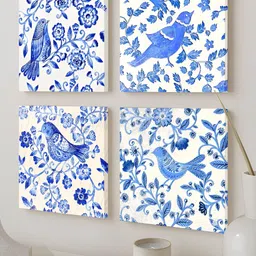 Art Street Blue & White 4 Pieces Birds and Animals Canvas Painting Wall Art-image-33