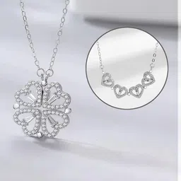 Vembley Silver-Plated 2-In-1 Magnetic Four Leaf Clover Necklace-picture-16