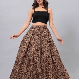 Clothy N Wave Abstract Printed Flared Maxi Skirts-picture-7