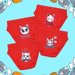 NUSYL Girls Pack Of 4 Cute Animal & hearts Printed Cotton Basic Briefs NUGCBRFPO4.0019-picture-8