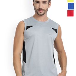 FTX Men Pack Of 4 Color Blocked Round Neck Gym Vests-picture-39