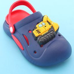 Oh! Pair Slip On Clogs with Bulldozer Applique & Back Strap - Navy image 3