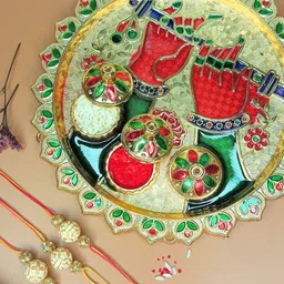 Anouk Set of 3 Beads Rakhis With Thali Greeting Card & Roli Chawal-72