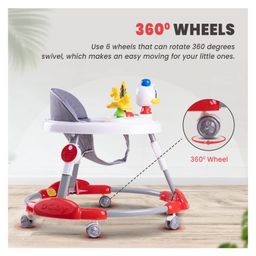Baybee Round Activity Walker With Adjustable Height & Musical Toy Bar - Red image 4
