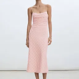 MANGO Checked Seersucker A-Line Midi Dress-image-2