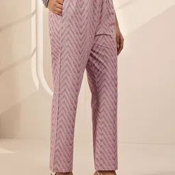 Libas Floral Printed Mirror Work Straight Kurta with Trouser & Dupatta image 3