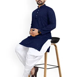 trustous Men Embroidered Regular Sequinned Kurta with Dhoti Pants image 5