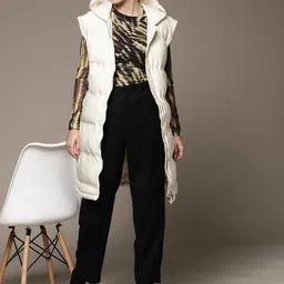 MANGO Women Cream-Coloured Longline Padded Jacket-37