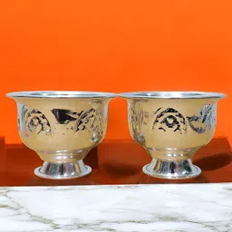 Sigaram Silver Toned 2 Pcs Textured Kum Kum Bharani Cups-image-11
