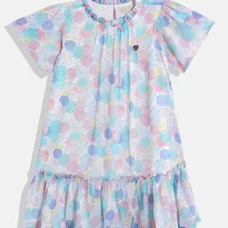 Allen Solly Junior Print Flared Sleeve A-Line Dress-picture-23