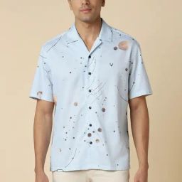 Allen Solly Blue Cotton Regular Fit Printed Shirt-picture-1