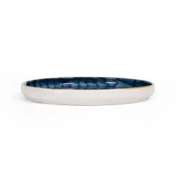 Home4U Sawyer Navy & White Ceramic Serving Platter - Set of 1-21