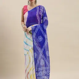 Geroo Jaipur Multicolor Hand Dyed Leheriya Bandhani Chiffon Saree With Blouse-picture-15