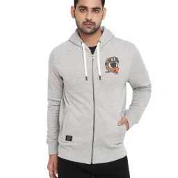 Royal Enfield Grey Melange Regular Fit Hooded Sweatshirt-image-100