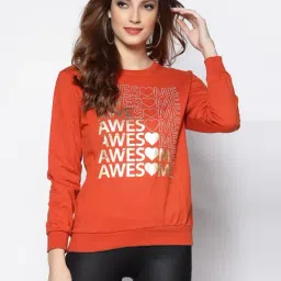 Sera Orange Cotton Printed Sweatshirt-image-78