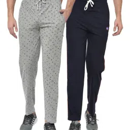 Vimal Jonney Grey & Navy Regular Fit Trackpants - Pack of 2-image-26