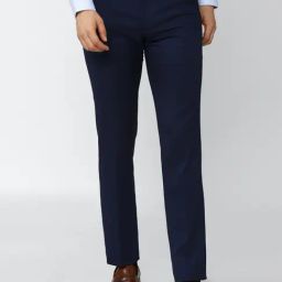 Van Heusen Navy Slim Fit Flat Front Trousers-image-60