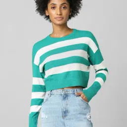 Only Green & White Striped Pullover-picture-11