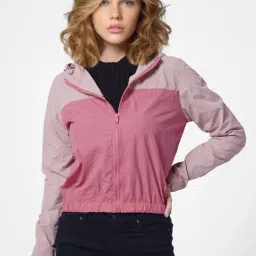 Only Pink Color-Block Hooded Jacket-36