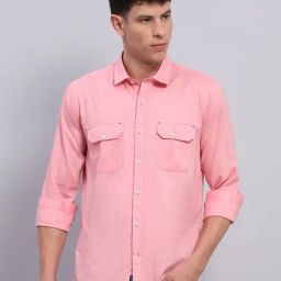 Monte Carlo Pink Cotton Regular Fit Shirt-image-61