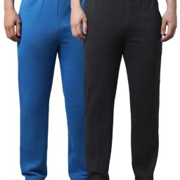 Vimal Jonney Black & Blue Regular Fit Trackpants - Pack of 2-image-81