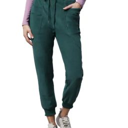 Global Republic Teal Regular Fit Mid Rise Ankle Length Elastic Hem Tapered Leg Joggers-image-97
