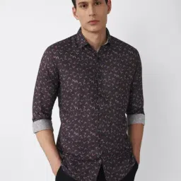 V Dot Purple Slim Fit Printed Shirt-image-34