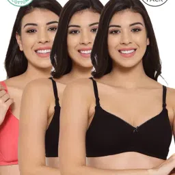 Inner Sense Black & Pink Full Coverage T-Shirt Bra - Pack of 3-image-92