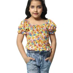 BIBA Girls Multicolor Floral Print Top-image-45