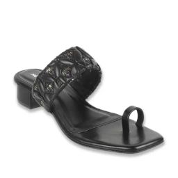 Mochi Women Black Toe Ring Sandals-image-3