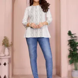 Rangita Off White Geometric Kurti-image-82