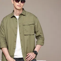 WROGN Drop-Shoulder Sleeves Oversized Pure Cotton Casual Shirt-image-27