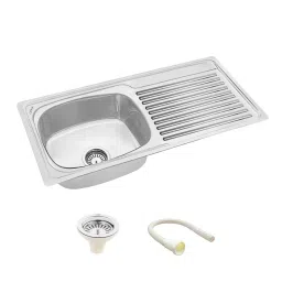 LIPKA 37x18x9 inch Glossy Finish Stainless Steel Single Bowl Kitchen Sink with Drain Board, RBSD04-picture-37