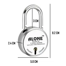 ALONE LOCKS Round 50 mm Steel Chrome 8 Same Keys Double Locking Padlock (Pack of 2) image 3