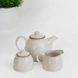 Fabindia Kadir Glazed Ivory Ceramic Teapot Set-image-20