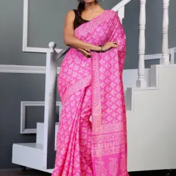 Unnati Silks Pink Cotton Printed Saree With Unstitched Blouse-picture-22