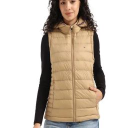TOMMY HILFIGER Khaki Polyamide Solid Sleeveless Jacket-picture-1