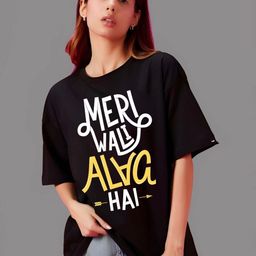 Moda Rapido Women Typography Printed Round Neck Cotton Oversized T-shirt-picture-4