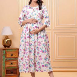 Nayo Floral Print Maternity Maxi Dress-image-95