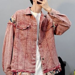 HERE&NOW Men Spread Collar Washed Self Design Casual Denim Jacket-27