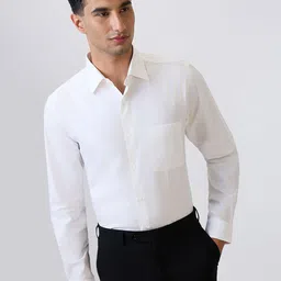 Raymond Men Solid Slim Fit Pure Cotton Formal Shirt-image-56