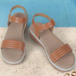 Mochi Women's Tan Ankle Strap Wedges-image-87