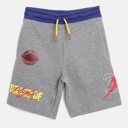 Jordan Boys Grey Melange & Red Printed BOF Sports Shorts-image-44