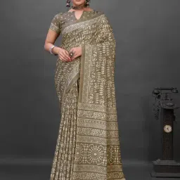 Saree Mall Green Silk Printed Saree With Unstitched Blouse-image-128