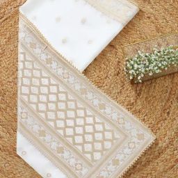 Soch White Jacquard Zari Dupatta-82