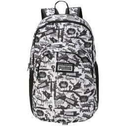 Puma White & Black Printed Laptop Backpack-image-15