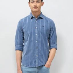 U.S. Polo Assn. Denim Co. Blue Cotton Slim Fit Striped Shirt-picture-25