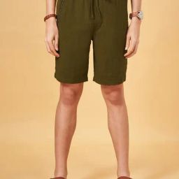 7 Alt by Pantaloons Olive Cotton Slim Fit Shorts-picture-35